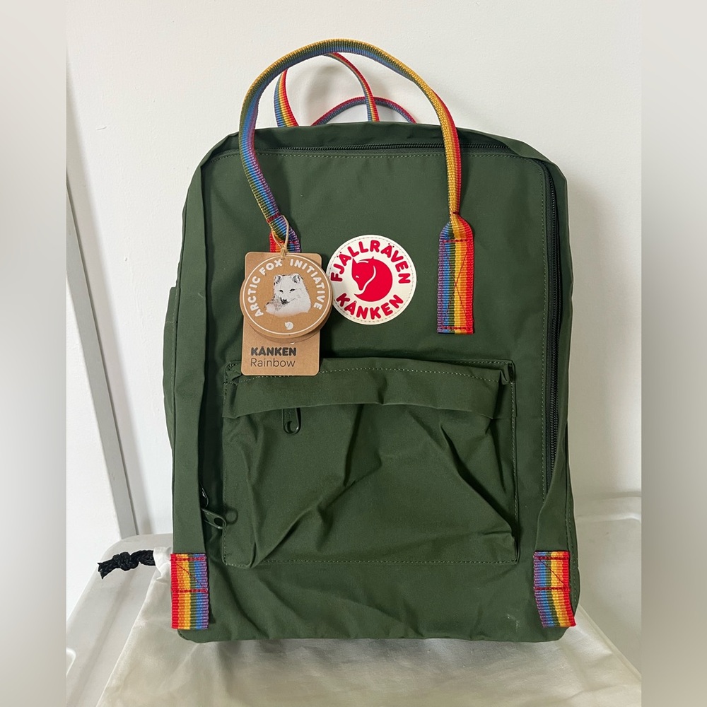 Fjallraven Kanken Rainbow Forest Green Original Backpack New with Tag $95